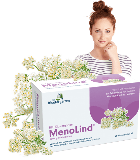MenoLind Verpackung mit Pflanzen und Frau